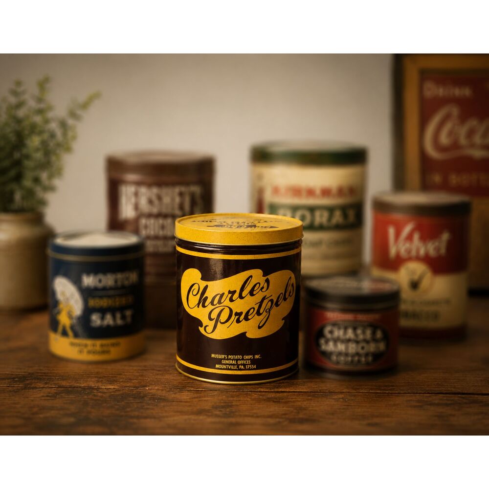 Vintage Charles Pretzels 1-Pound Tin (Mountville, PA)